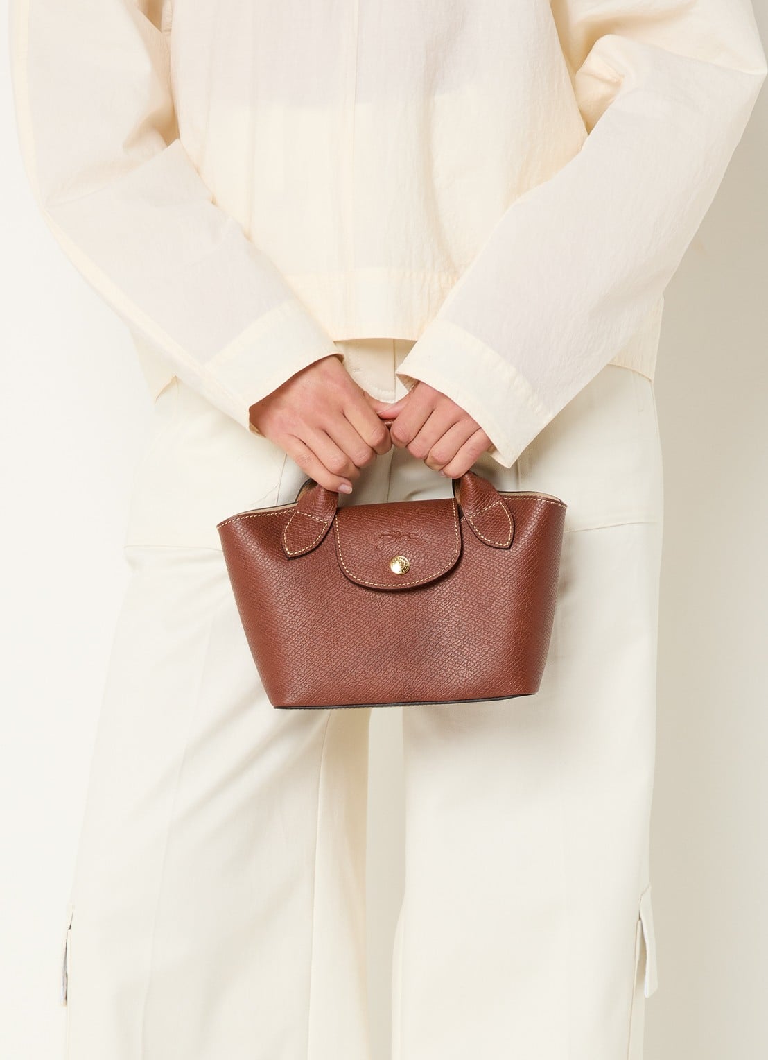 Longchamp Épure crossbodytas XS van leer met afneembare schouderriem - voorkant 6 roodbruin