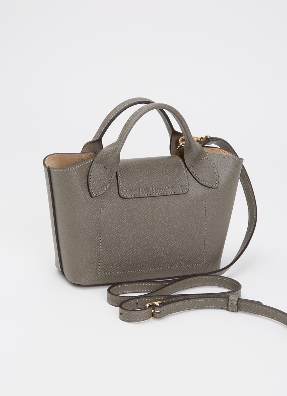 Longchamp Épure crossbodytas XS van leer met afneembare schouderriem - achterkant 4 grijs