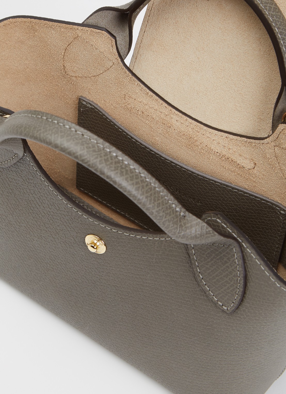 Longchamp Épure crossbodytas XS van leer met afneembare schouderriem - detail grijs