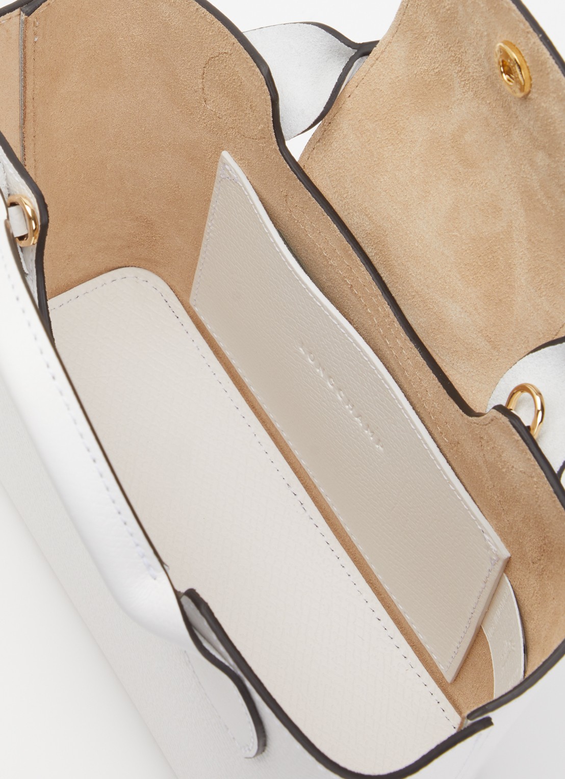 Longchamp Èpure handtas van leer met afneembare schouderriem - detail wit