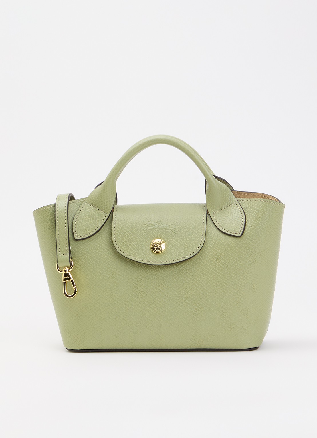 Longchamp Èpure handtas van leer met afneembare schouderriem - voorkant lindegroen