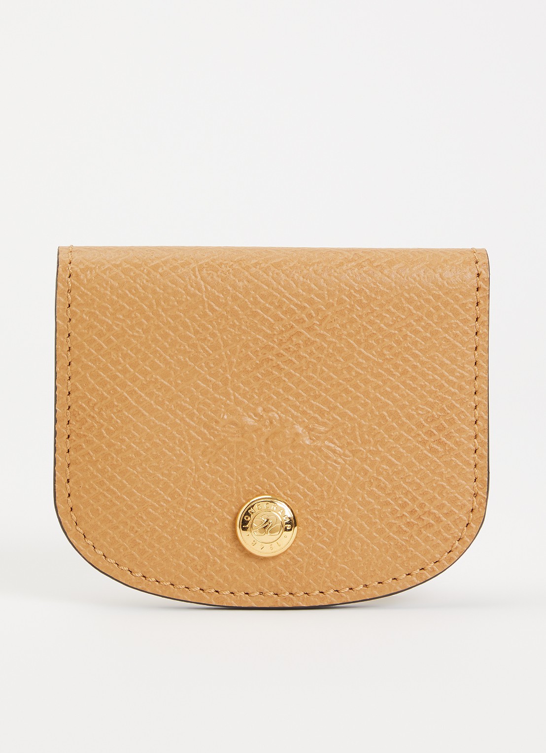 Longchamp Épure kaarthouder van leer met structuur - voorkant camel