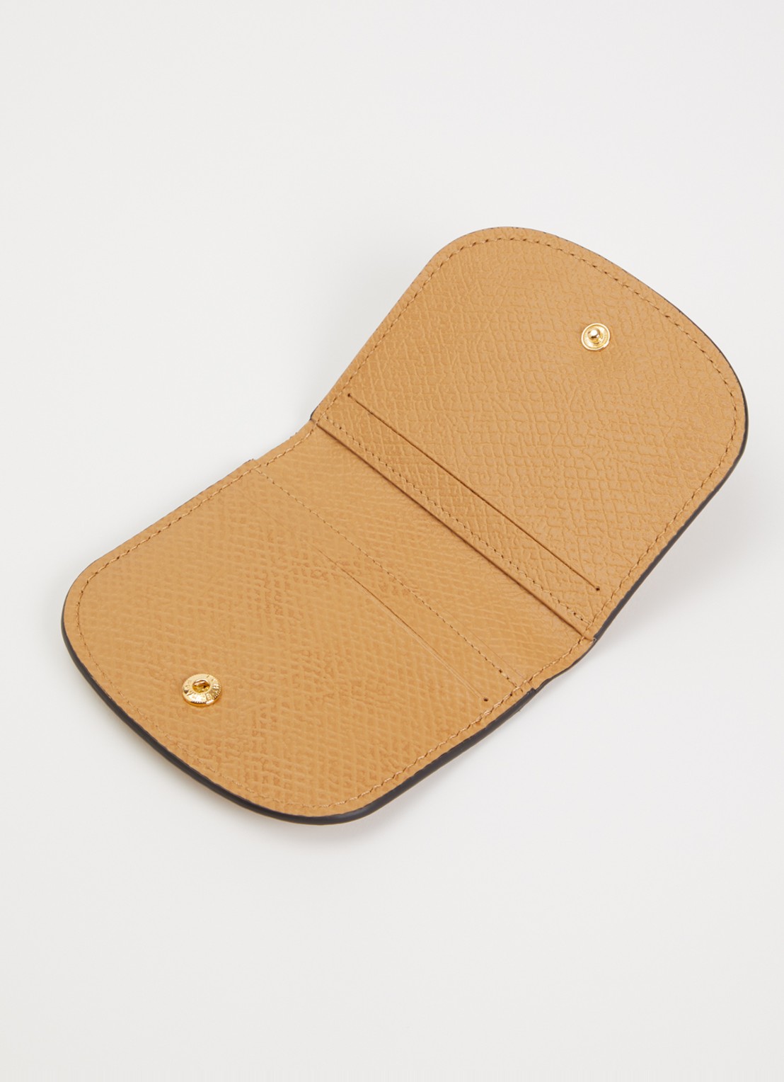 Longchamp Épure kaarthouder van leer met structuur - voorkant 2 camel