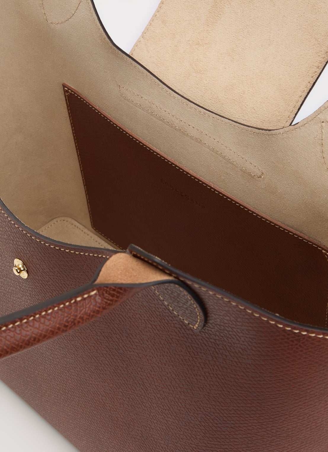 Longchamp Épure schoudertas L van leer - detail 2 bruin
