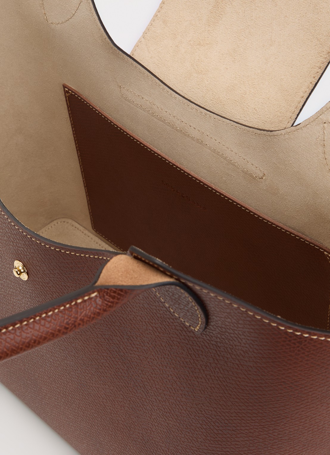 Longchamp Épure schoudertas van leer - detail bruin