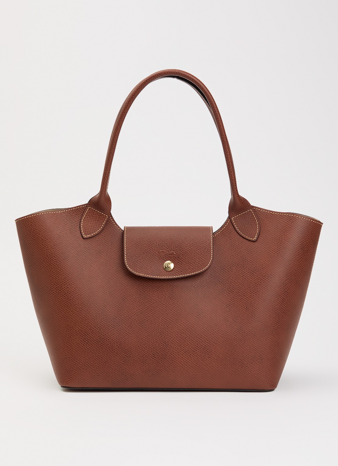 Longchamp Épure schoudertas van leer - voorkant 4 bruin
