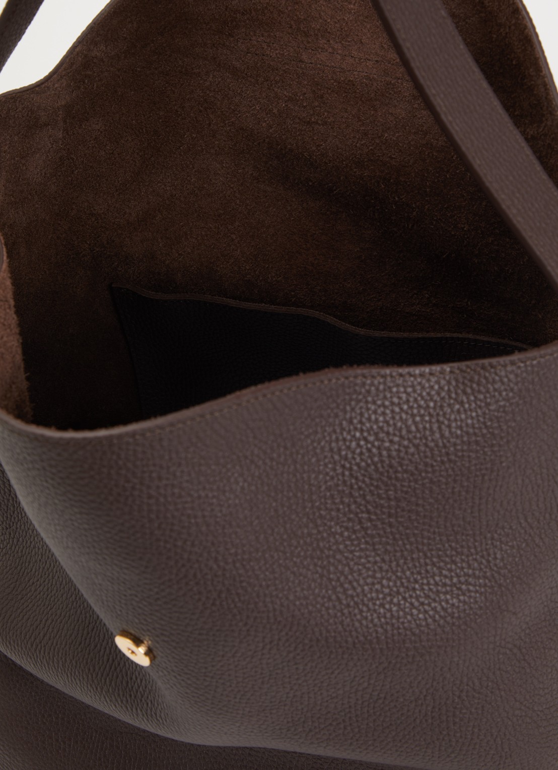 Longchamp Le Cadence schoudertas L van leer - detail bruin