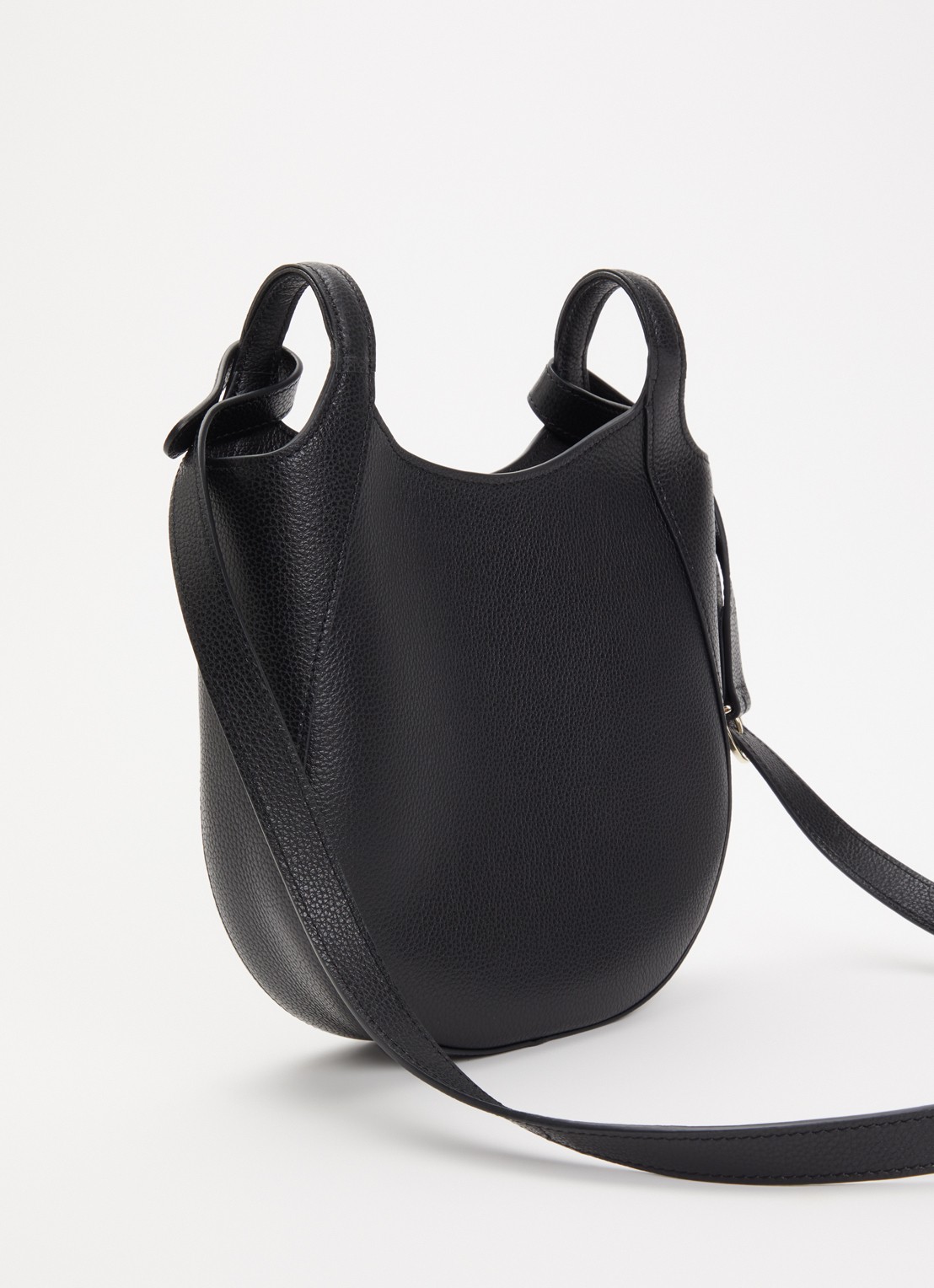 Longchamp Le Foulonné crossbodytas S van leer - achterkant 6 zwart