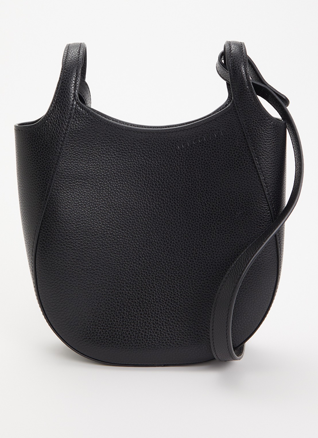 Longchamp Le Foulonné crossbodytas S van leer - voorkant zwart