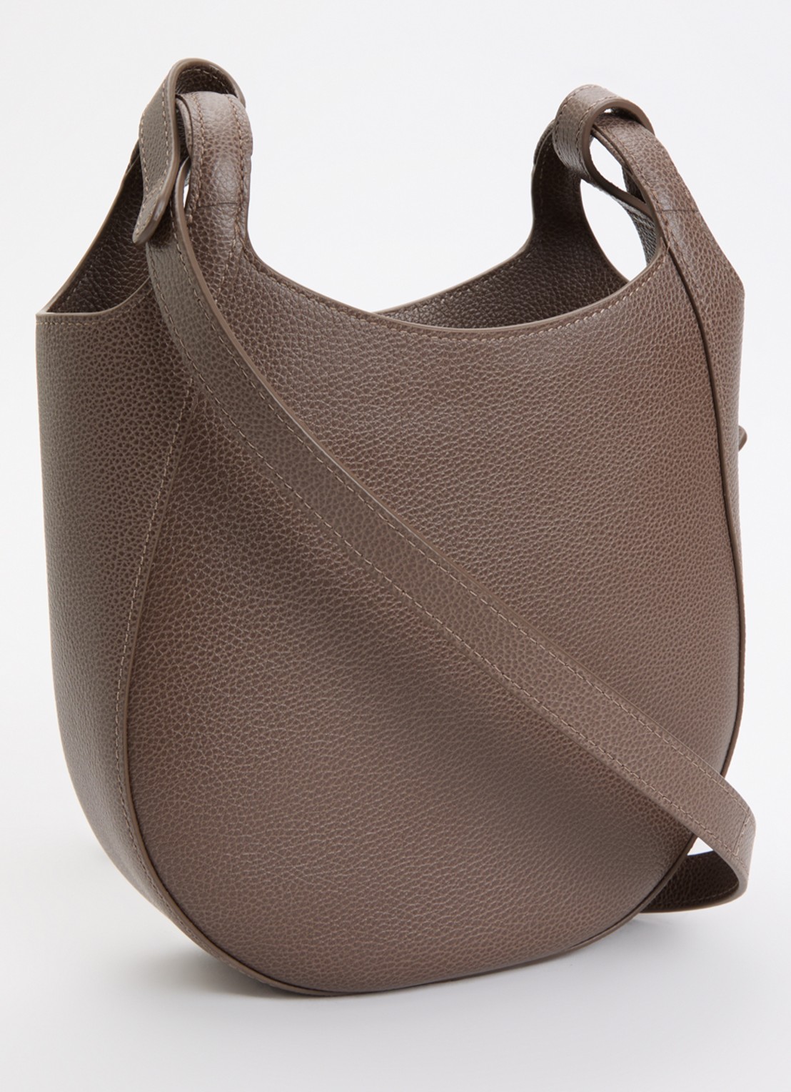 Longchamp Le Foulonné crossbodytas S van leer - achterkant taupe
