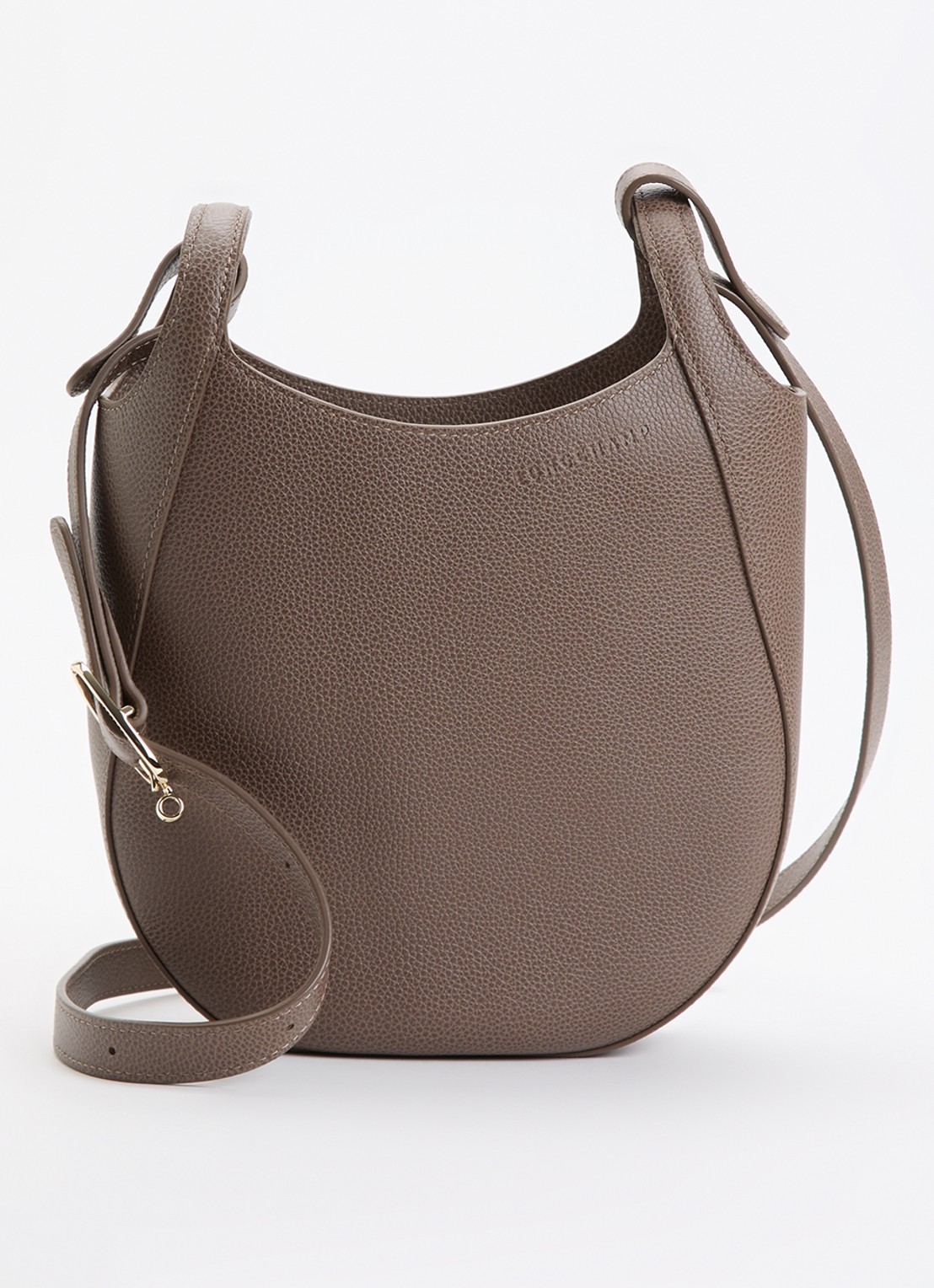 Longchamp Le Foulonné crossbodytas S van leer - voorkant 5 taupe