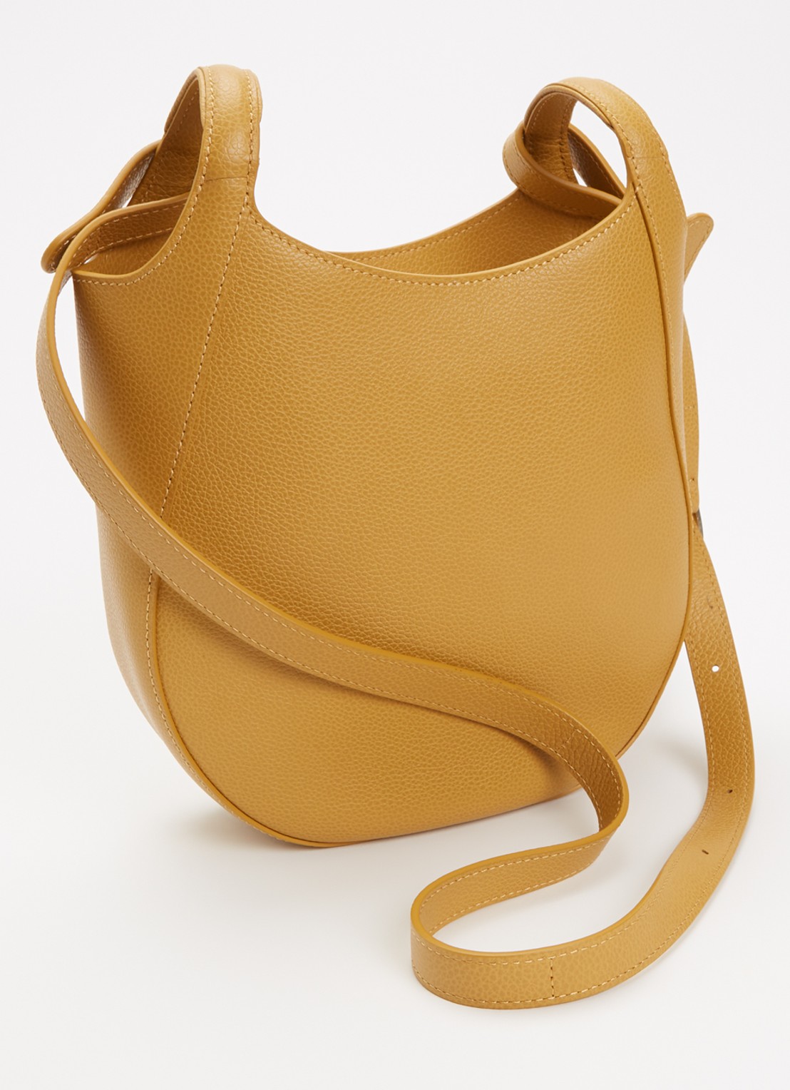Longchamp Le Foulonné crossbodytas S van leer - achterkant 6 okergeel