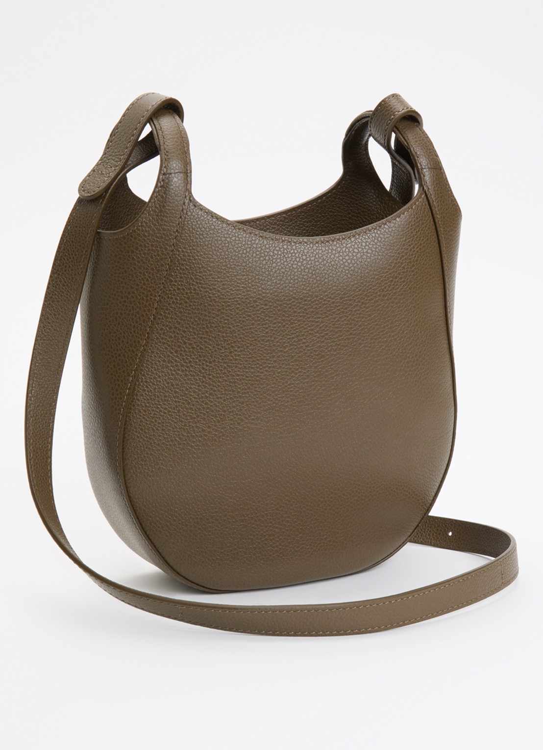 Longchamp Le Foulonné crossbodytas S van leer - achterkant olijfgroen