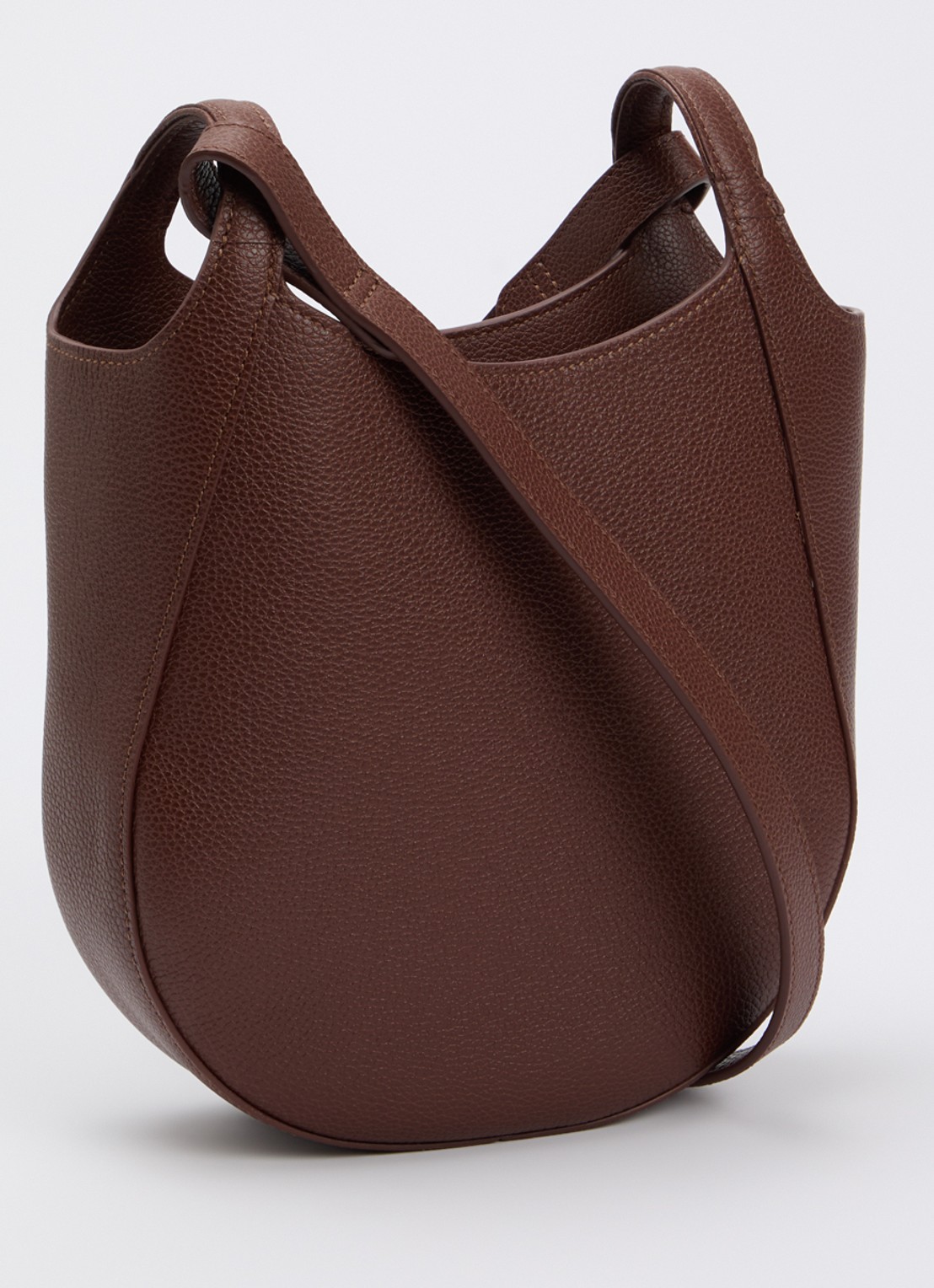 Longchamp Le Foulonné crossbodytas S van leer - achterkant donkerbruin
