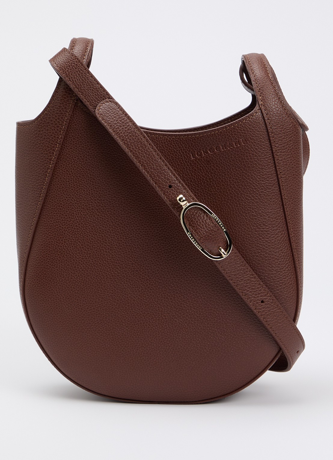 Longchamp Le Foulonné crossbodytas S van leer - voorkant 2 donkerbruin