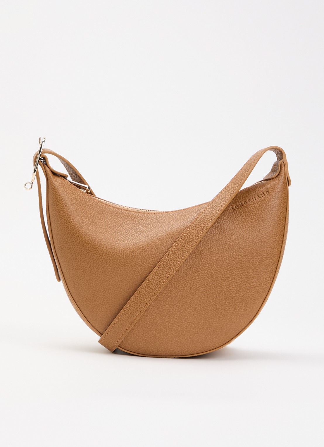 Longchamp Le Foulonné crossbodytas S van leer - voorkant cognac