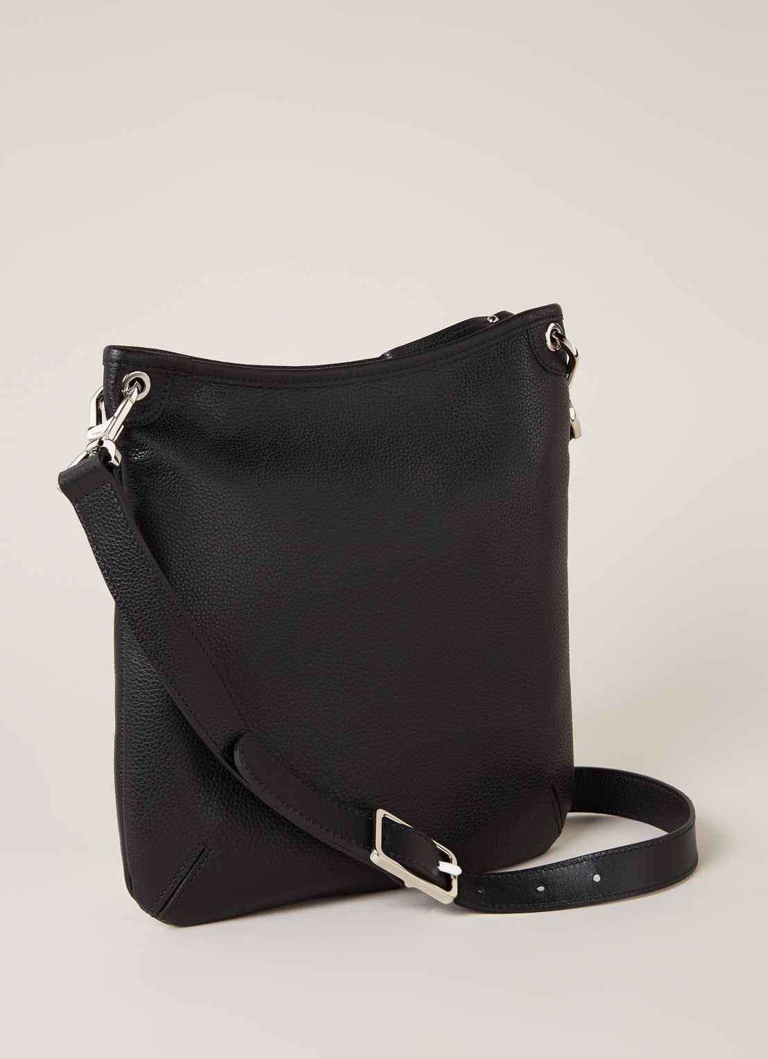 Longchamp Le Foulonné crossbodytas van leer - detail zwart