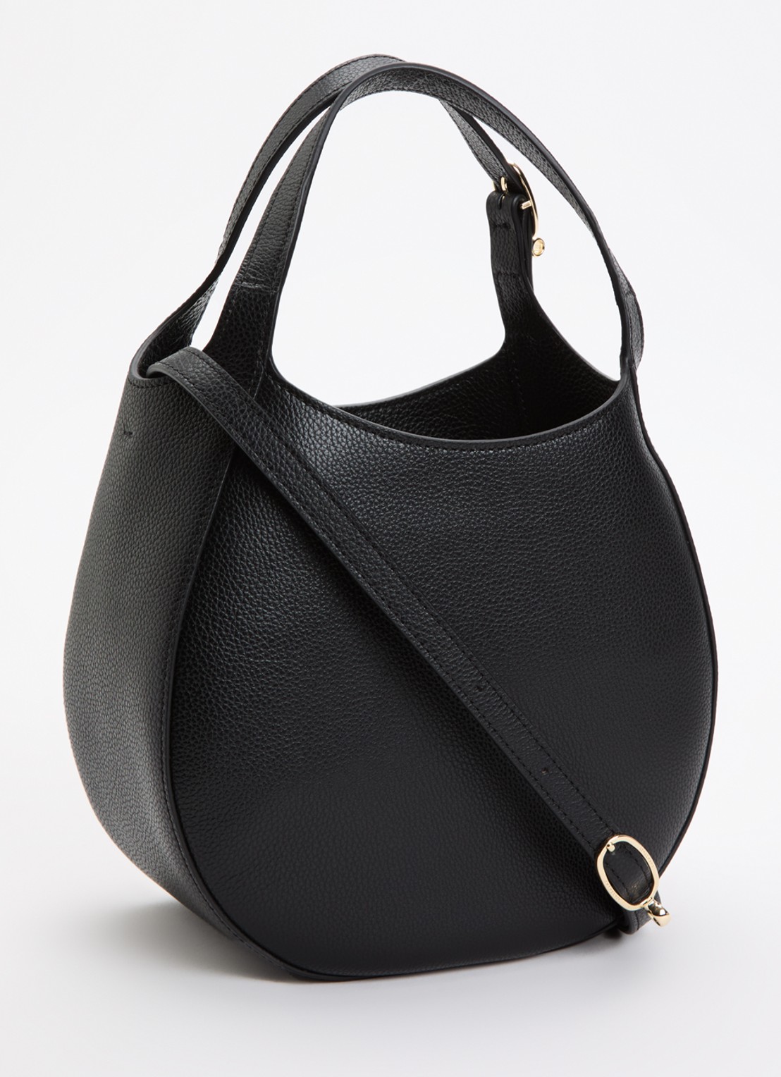 Longchamp Le Foulonné handtas S van leer met afneembare schouderriem - achterkant zwart