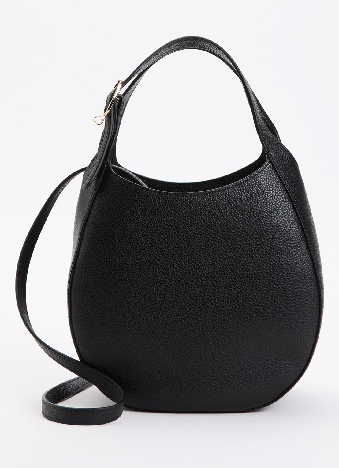 Longchamp Le Foulonné handtas S van leer met afneembare schouderriem - voorkant 2 zwart