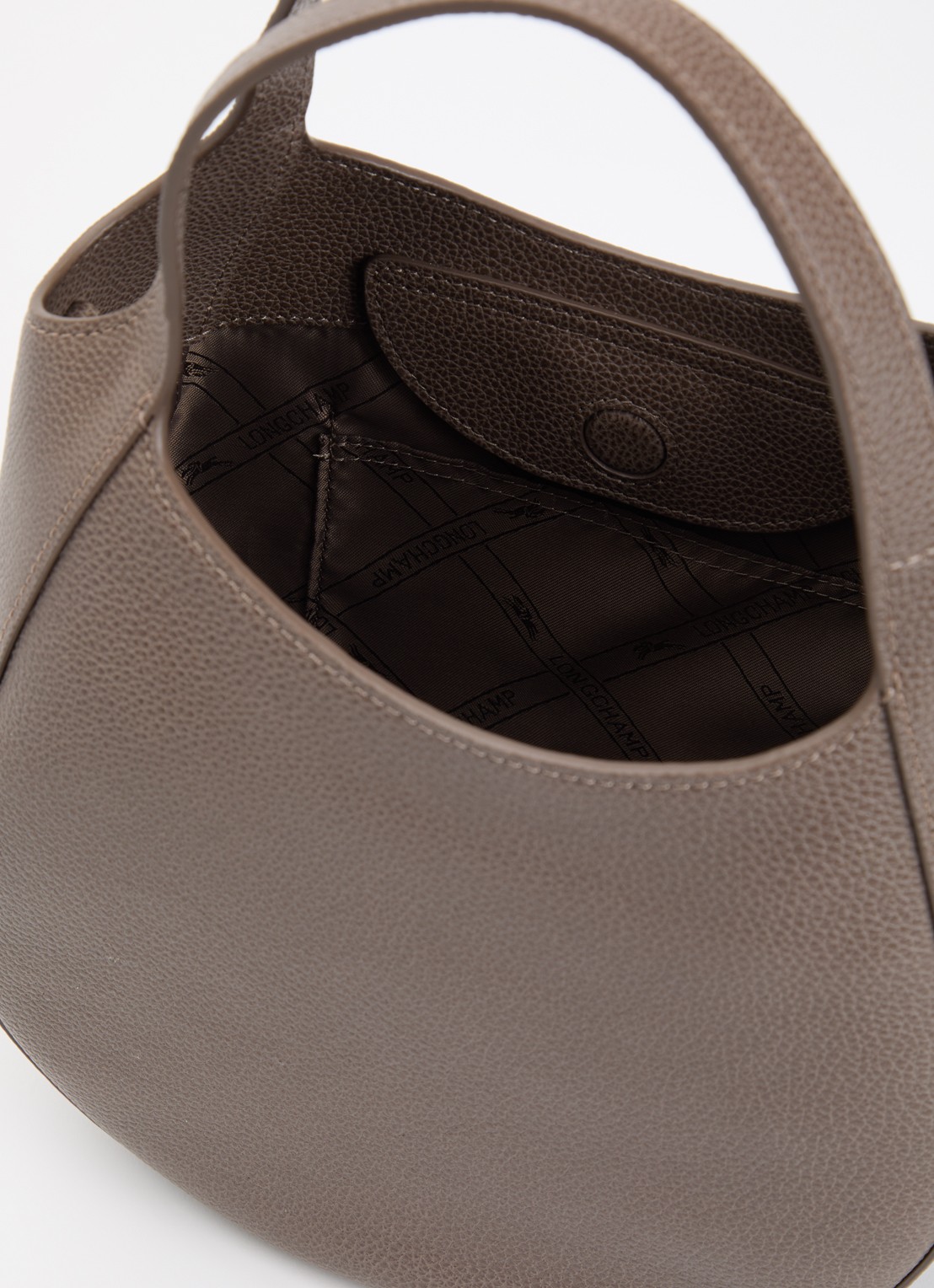 Longchamp Le Foulonné handtas S van leer met afneembare schouderriem - detail 2 taupe