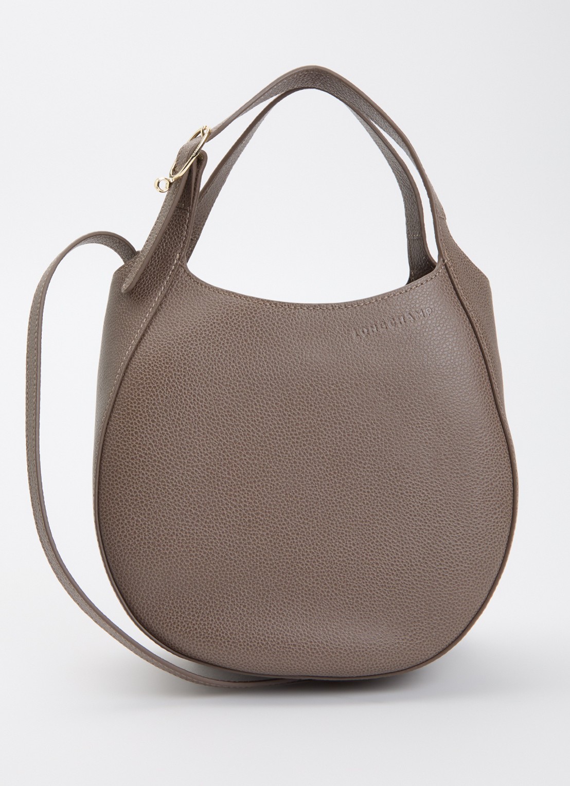 Longchamp Le Foulonné handtas S van leer met afneembare schouderriem - voorkant 5 taupe