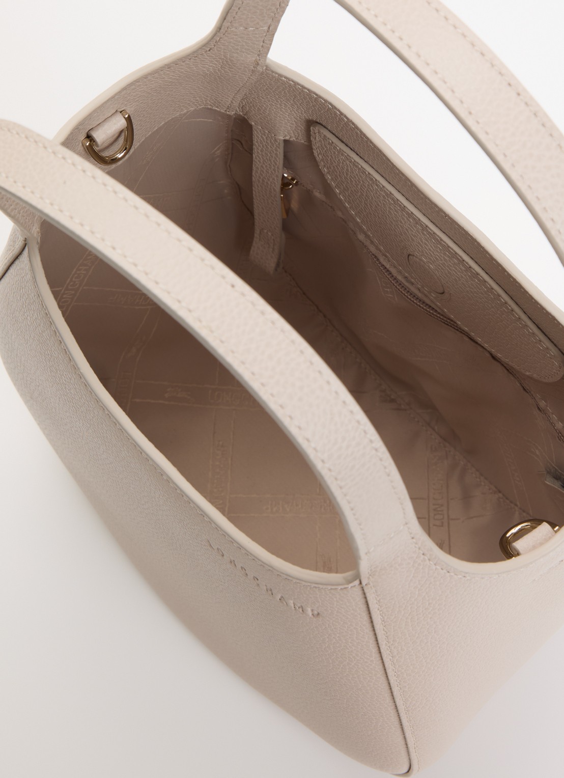 Longchamp Le Foulonné handtas S van leer met afneembare schouderriem - detail 5 beige