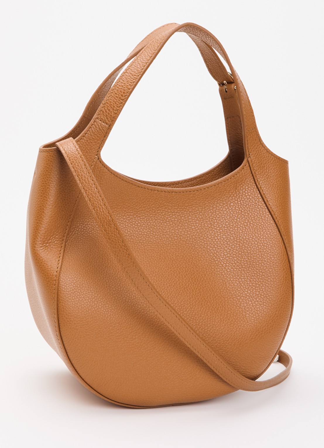 Longchamp Le Foulonné handtas S van leer met afneembare schouderriem - achterkant camel