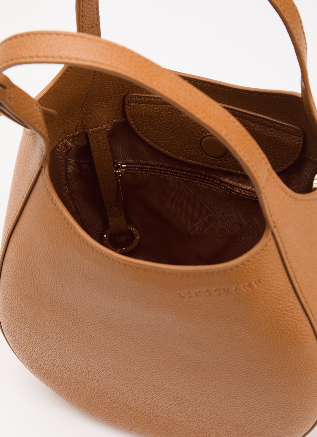 Longchamp Le Foulonné handtas S van leer met afneembare schouderriem - detail 2 camel