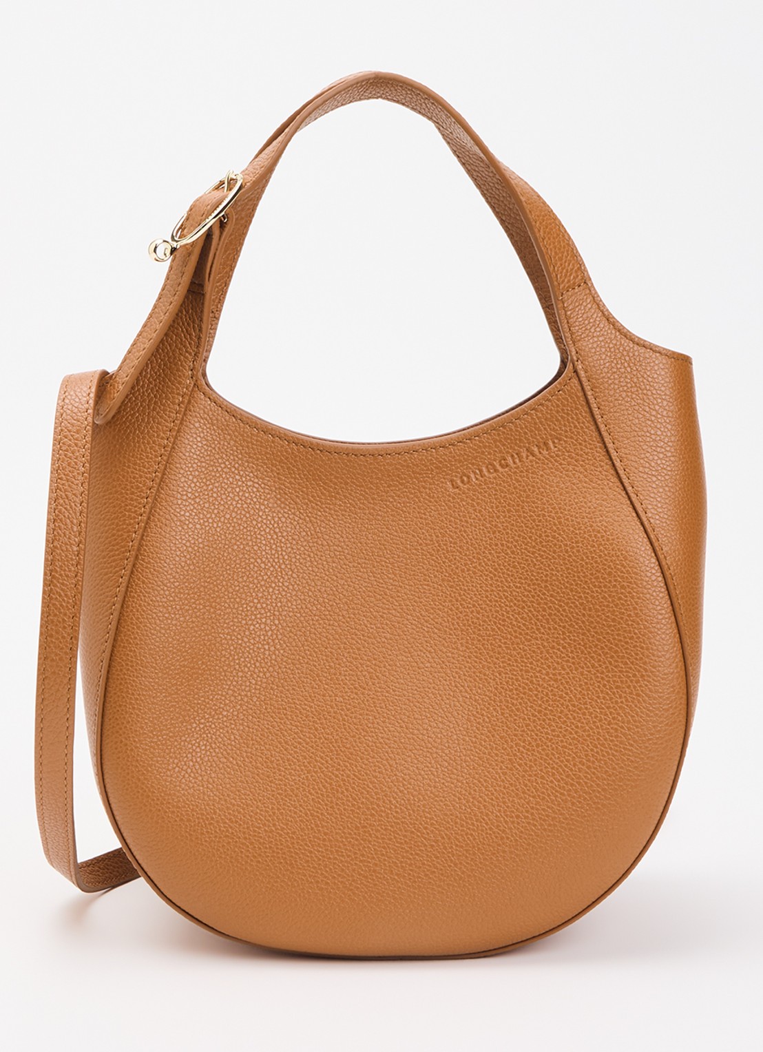 Longchamp Le Foulonné handtas S van leer met afneembare schouderriem - voorkant 6 camel