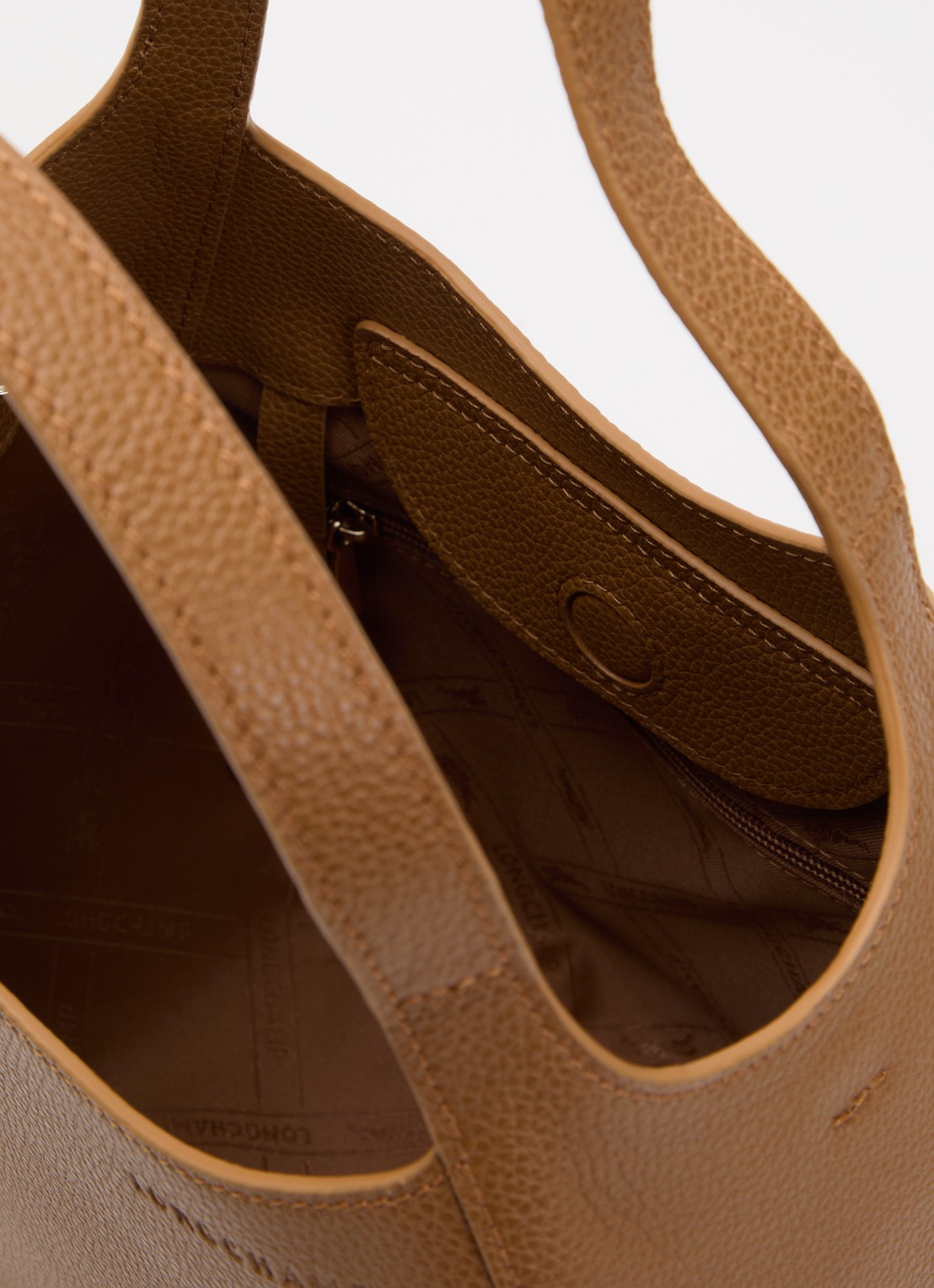 Longchamp Le Foulonné handtas S van leer met afneembare schouderriem - detail 5 cognac