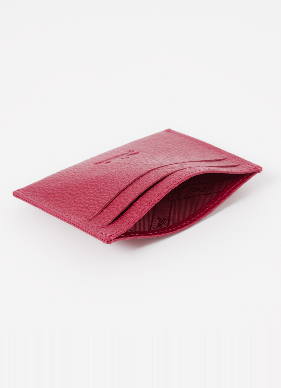 Longchamp Le Foulonné pasjeshouder van leer - voorkant 3 cranberryrood