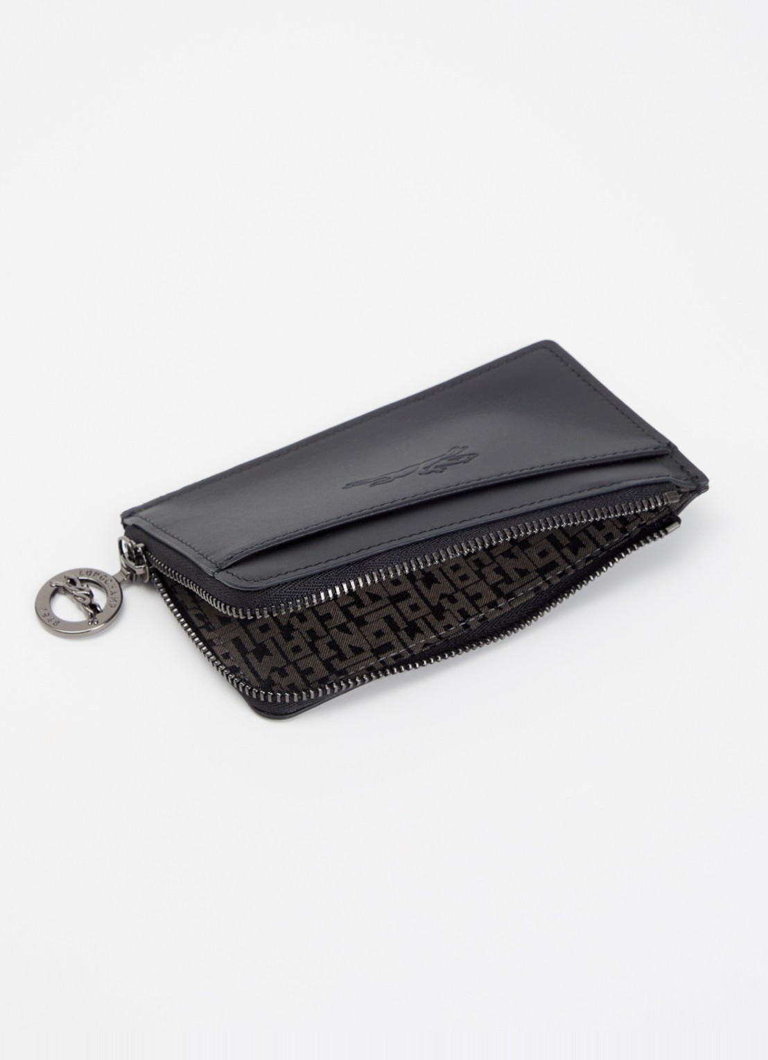 Longchamp Le Foulonné pasjeshouder van leer - voorkant 2 zwart