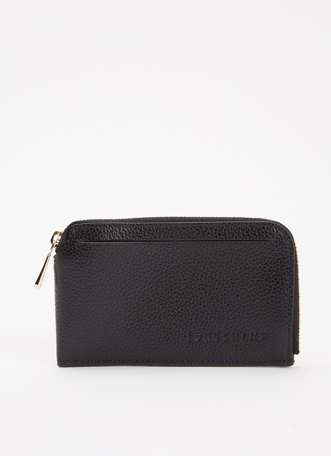 Longchamp Le Foulonné pasjeshouder van leer - voorkant 2 zwart