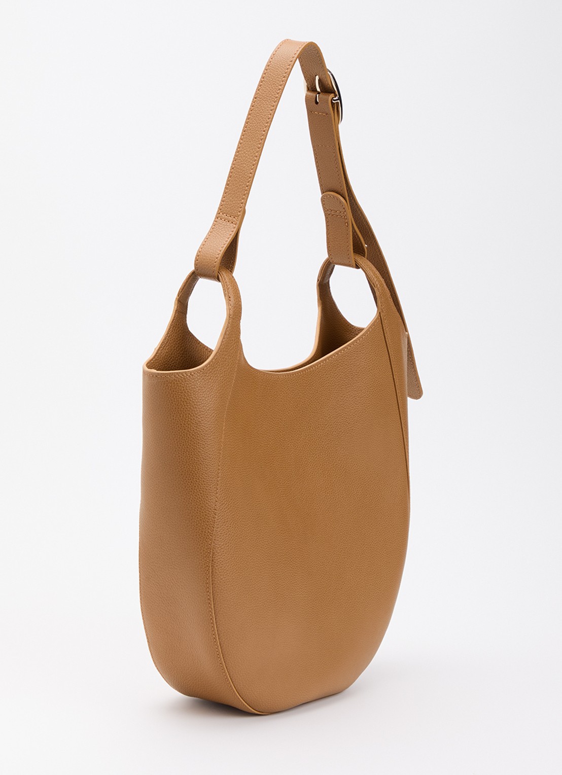 Longchamp Le Foulonné schoudertas L van leer - achterkant cognac