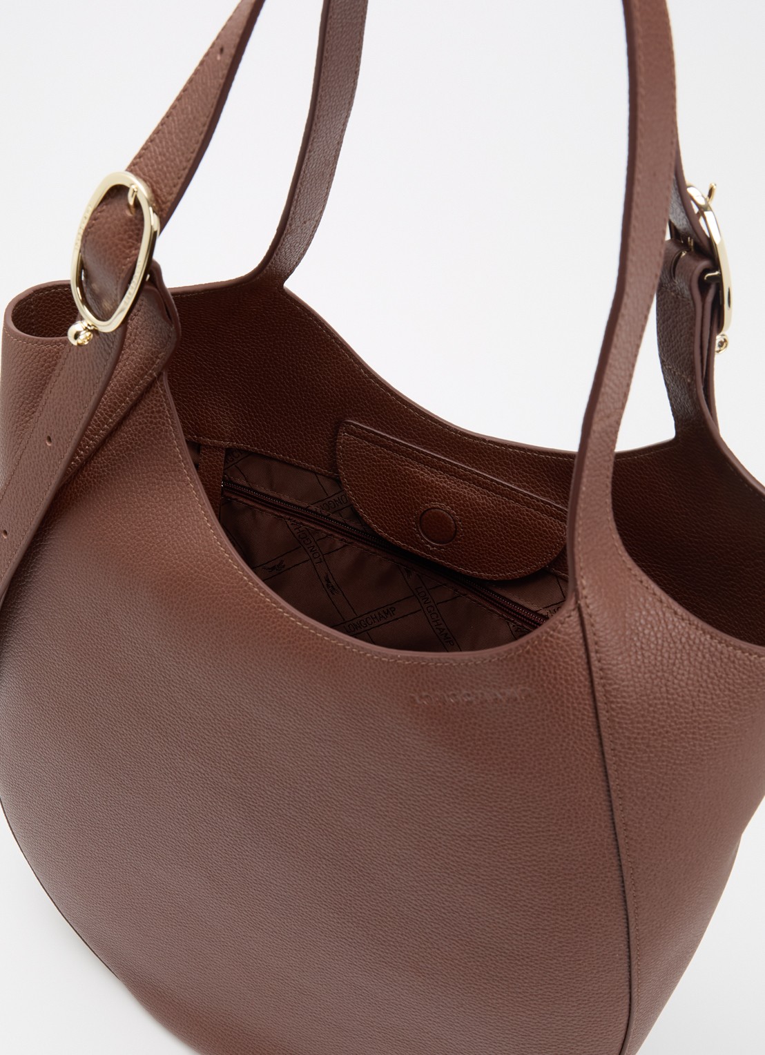 Longchamp Le Foulonné shopper XL van leer - detail 2 bruin