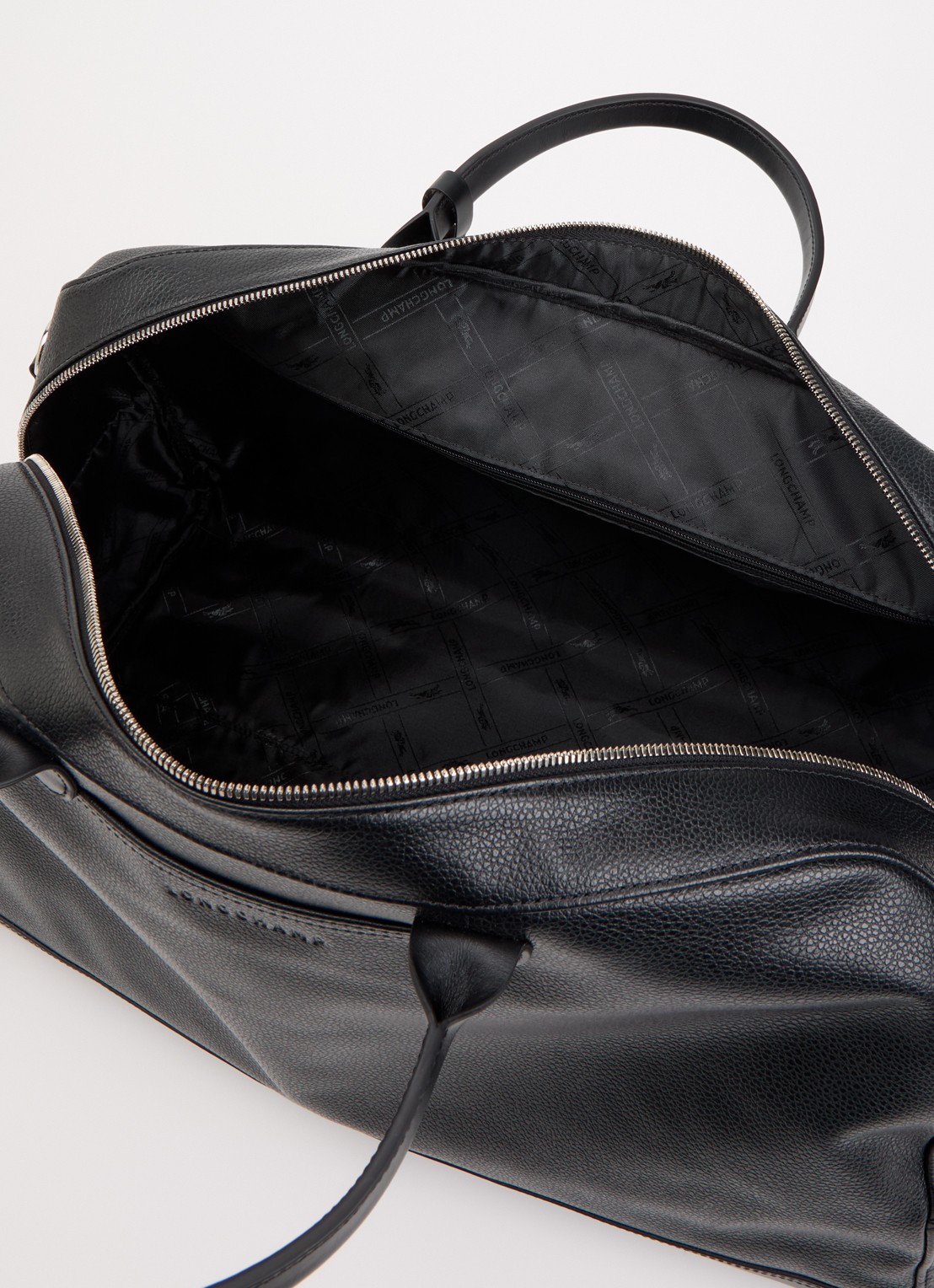 Longchamp Le Foulonné weekendtas L van leer - detail zwart