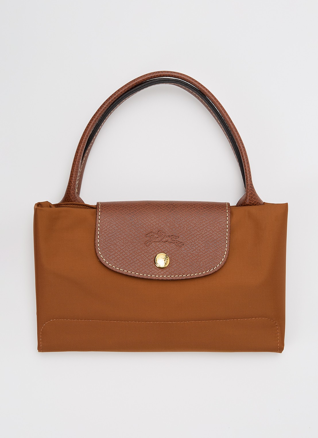 Longchamp Le Pilage Original handtas M met leren details - detail 4 cognac