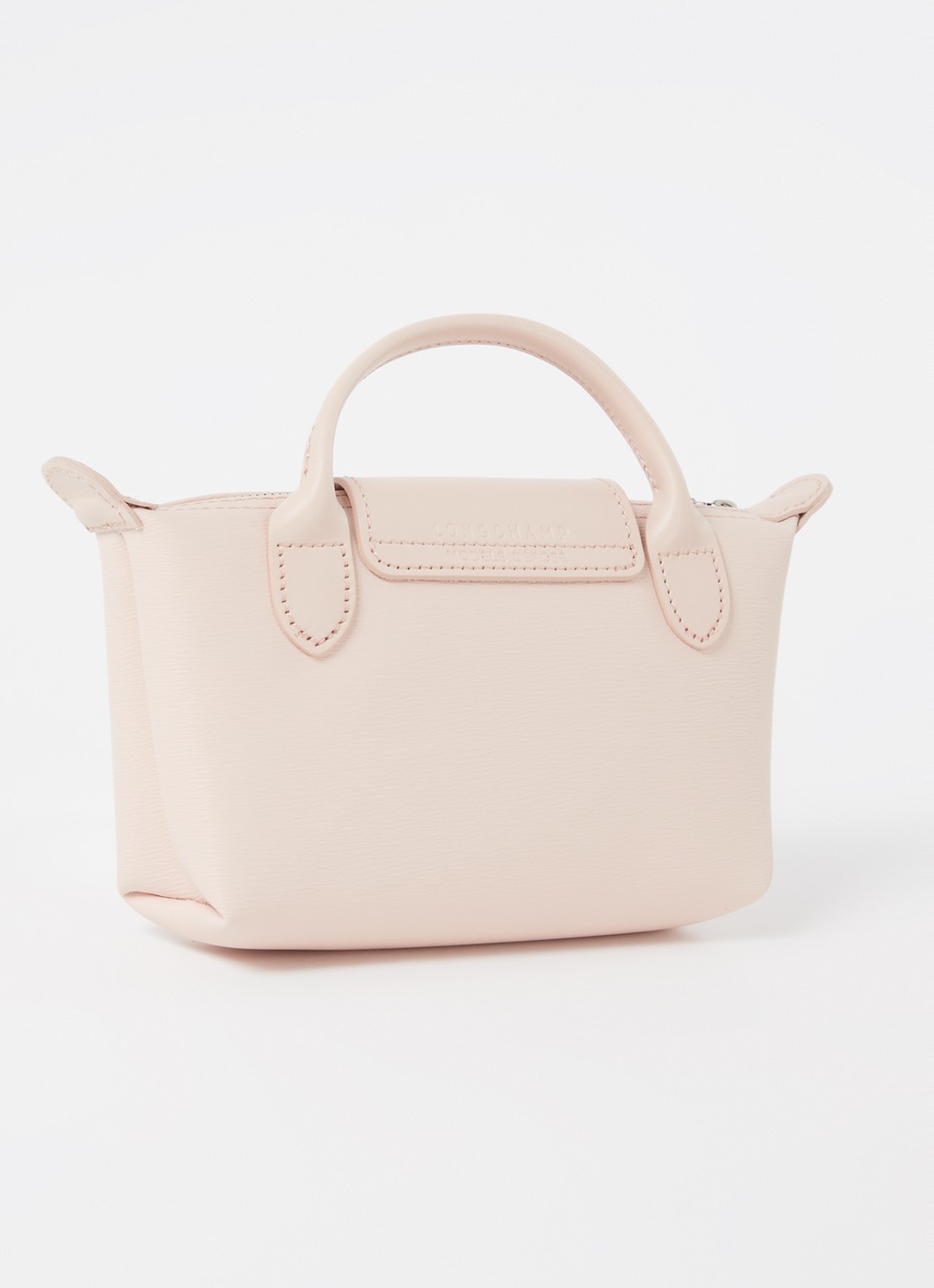 Longchamp Le Pliage City mini handtas met leren details - achterkant 2 oudroze