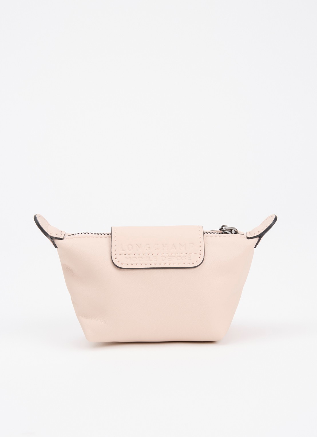 Longchamp Le Pliage clutch XS van leer - achterkant 4 lichtroze