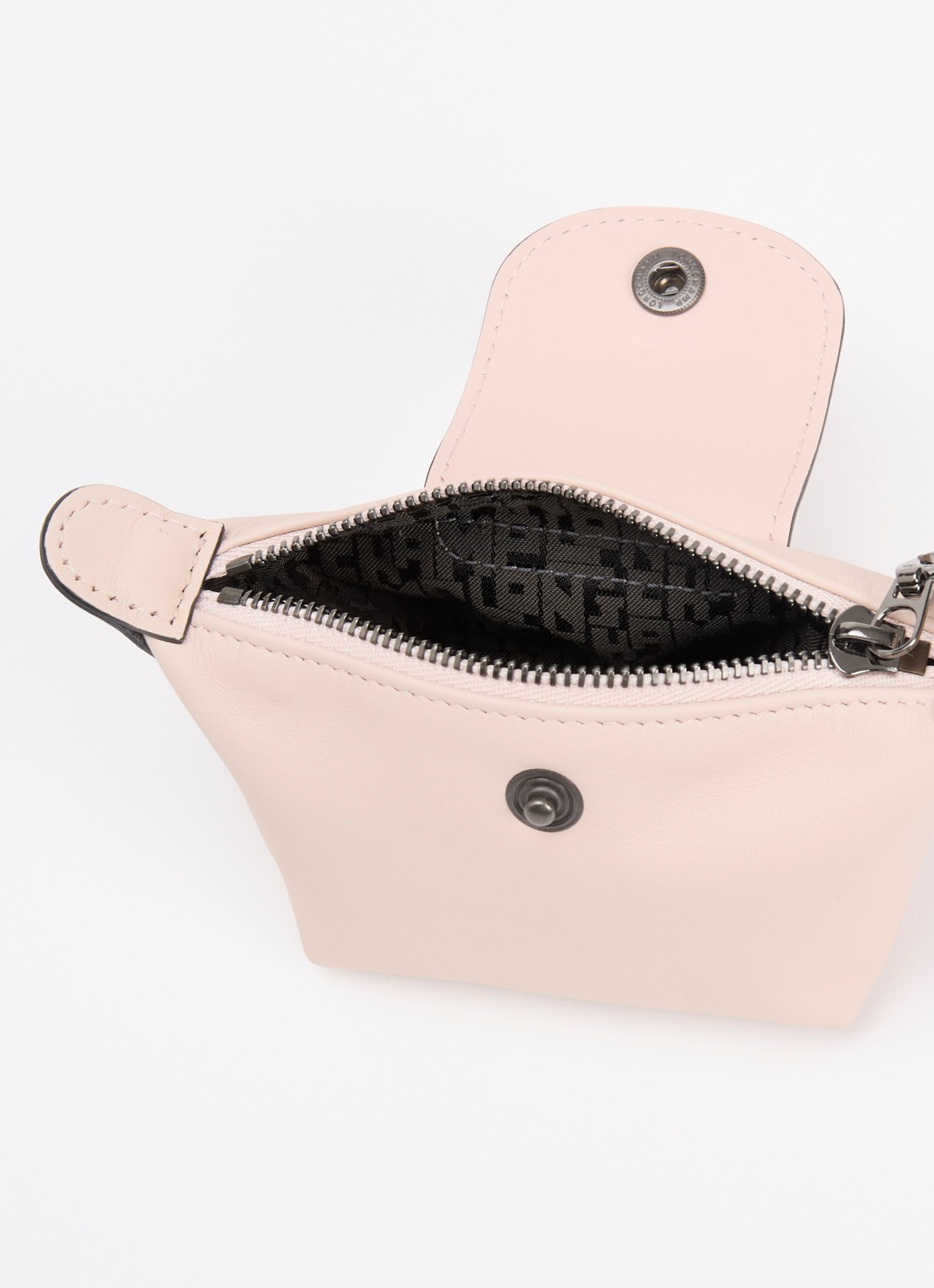 Longchamp Le Pliage clutch XS van leer - voorkant 2 lichtroze
