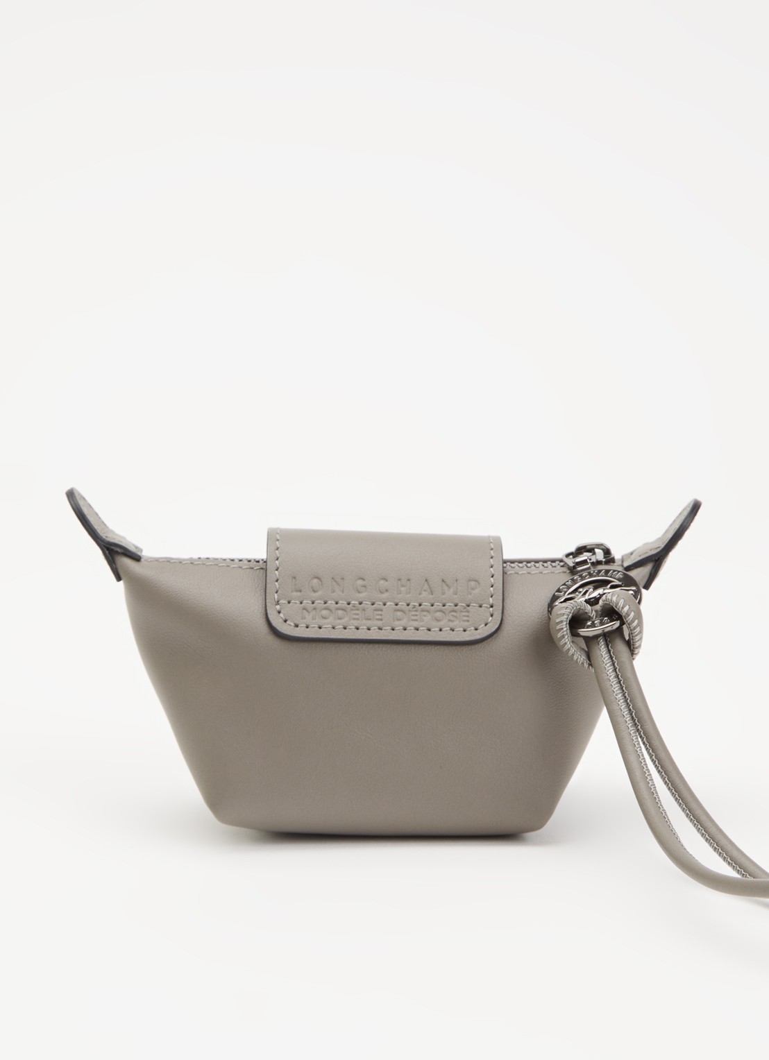 Longchamp Le Pliage clutch XS van leer - achterkant 3 grijs