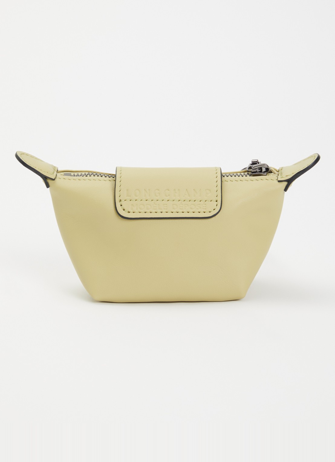 Longchamp Le Pliage clutch XS van leer - voorkant 2 lichtgroen