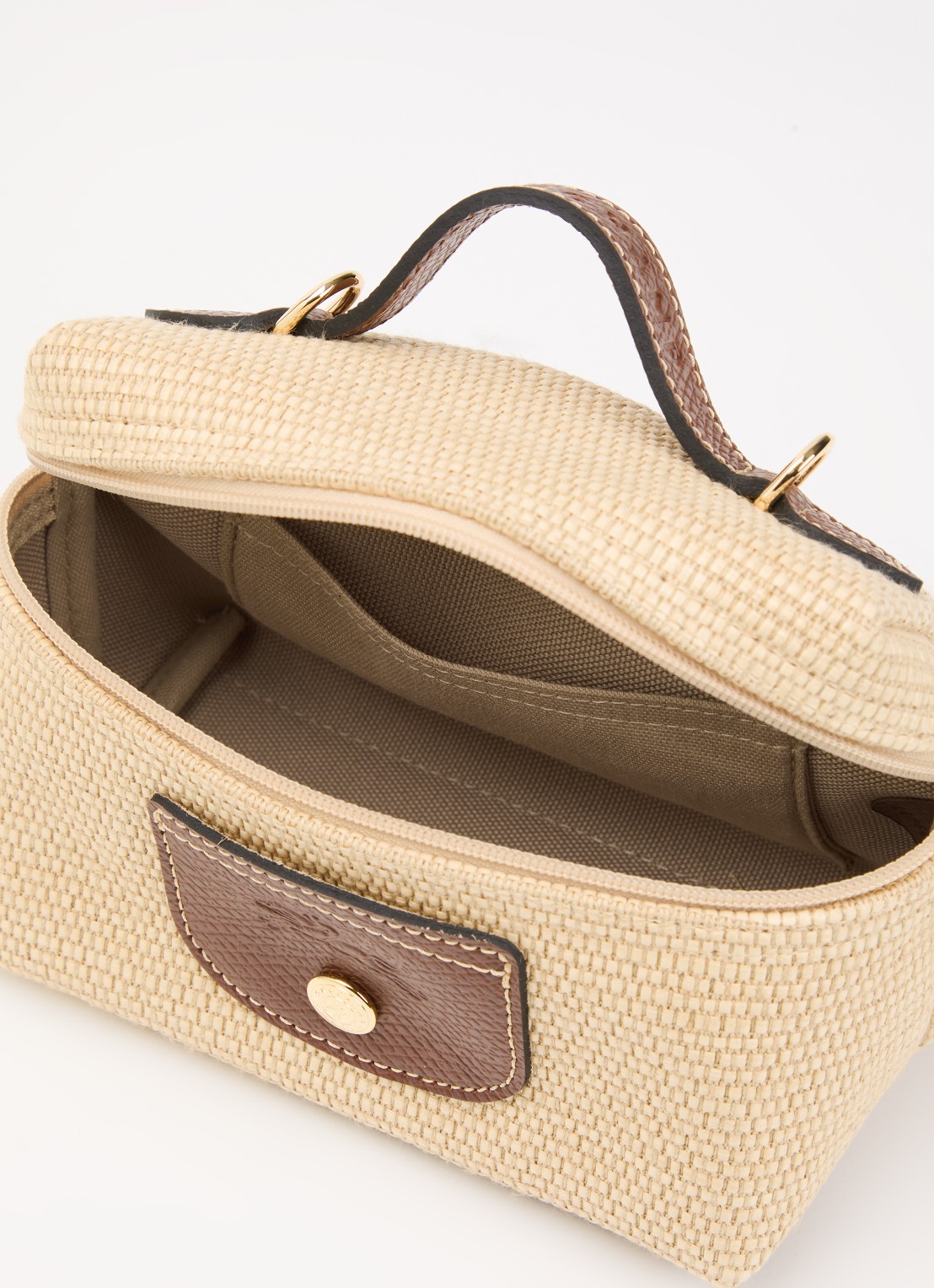 Longchamp  Le Pliage Collection crossbodytas XS met leren details en afneembare schouderriem - detail bruin