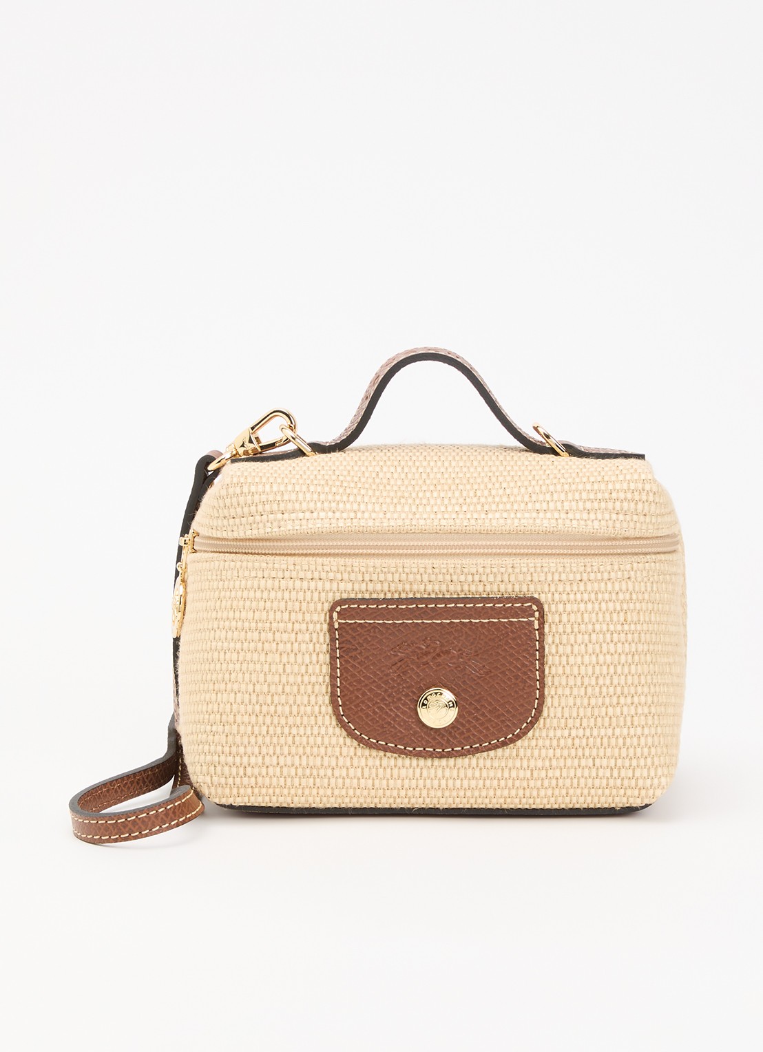 Longchamp  Le Pliage Collection crossbodytas XS met leren details en afneembare schouderriem - voorkant 4 bruin