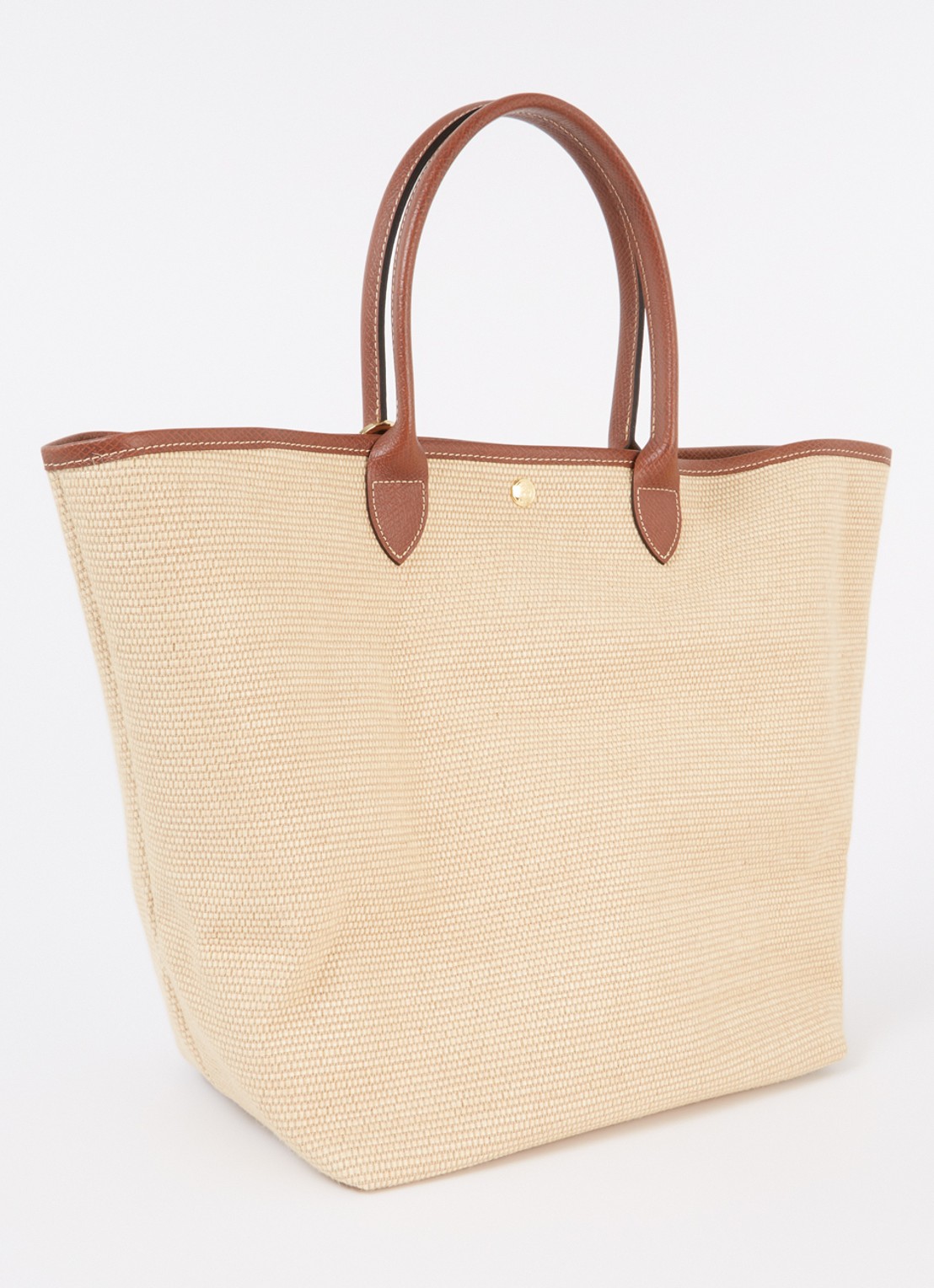 Longchamp Le Pliage Collection handtas L van canvas met leren details - achterkant beige