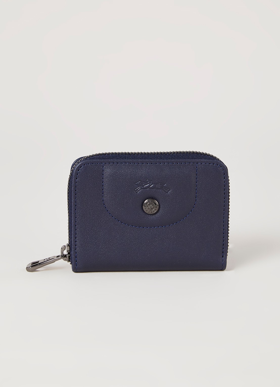Longchamp Le Pliage Cuir pasjeshouder van leer - voorkant 3 donkerblauw