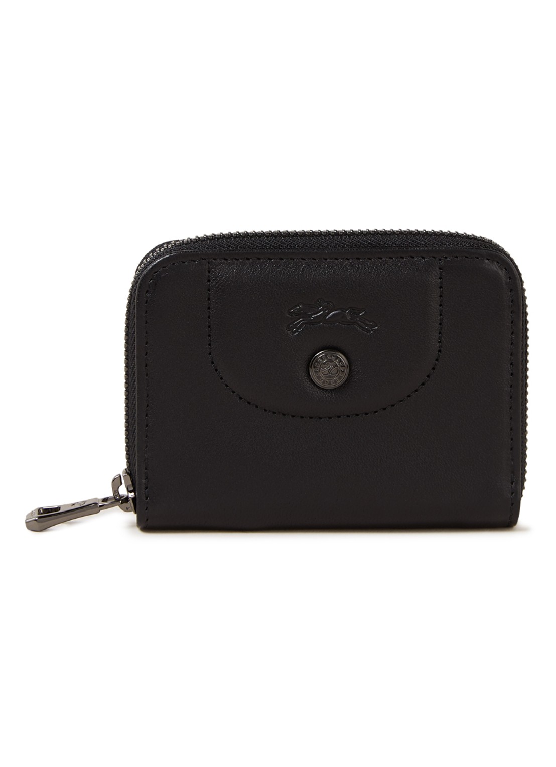 Longchamp Le Pliage Cuir portemonnee van leer - voorkant 2 zwart