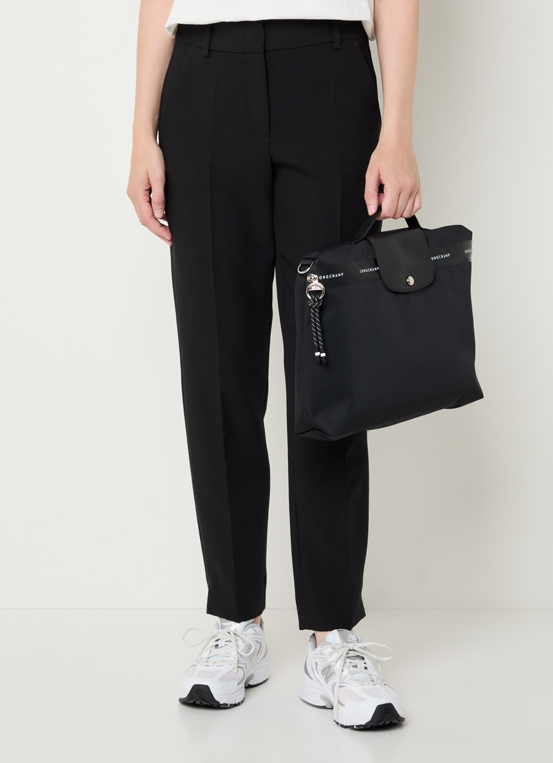Longchamp Le Pliage Energy businesstas met leren details en 14-inch laptopvak - voorkant 4 zwart