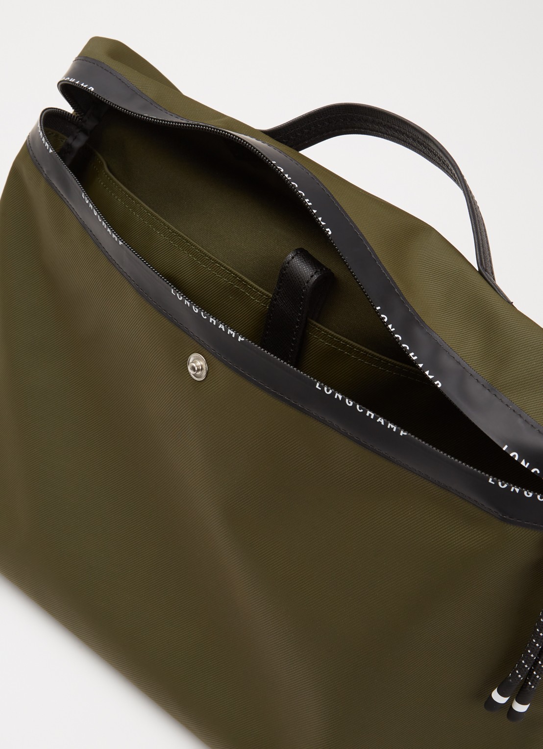 Longchamp Le Pliage Energy businesstas met leren details en 14-inch laptopvak - detail bronsgroen