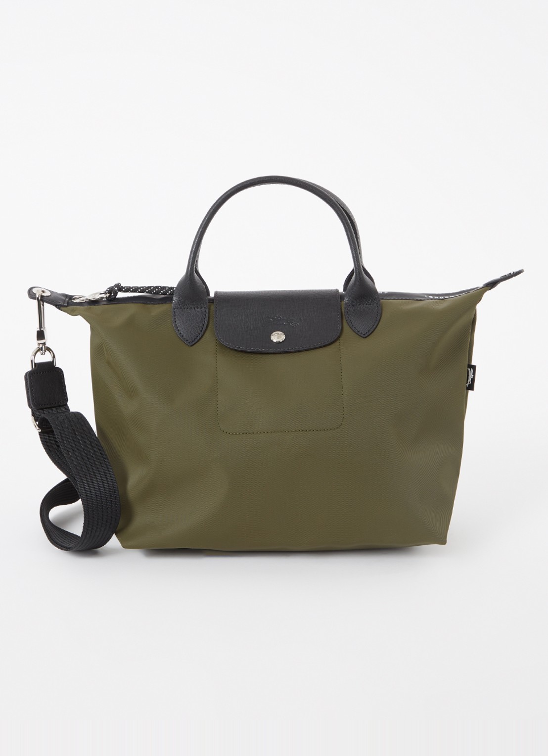 Longchamp Le Pliage Energy handtas L met leren details - voorkant 3 khaki